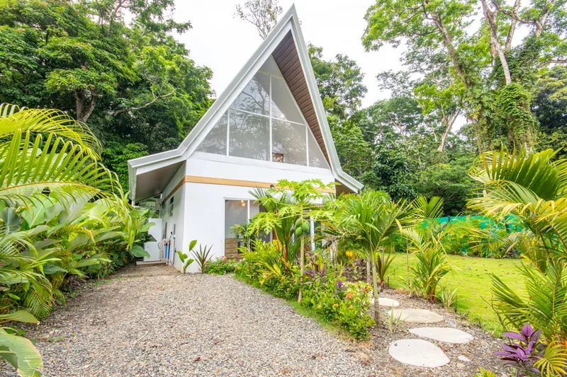 Exterior of Crystal Jungle Villa — luxury A-frame in Puerto Viejo